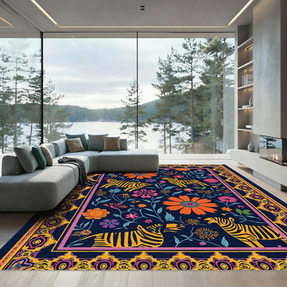 Vibrant Floral Zebra Border Rug