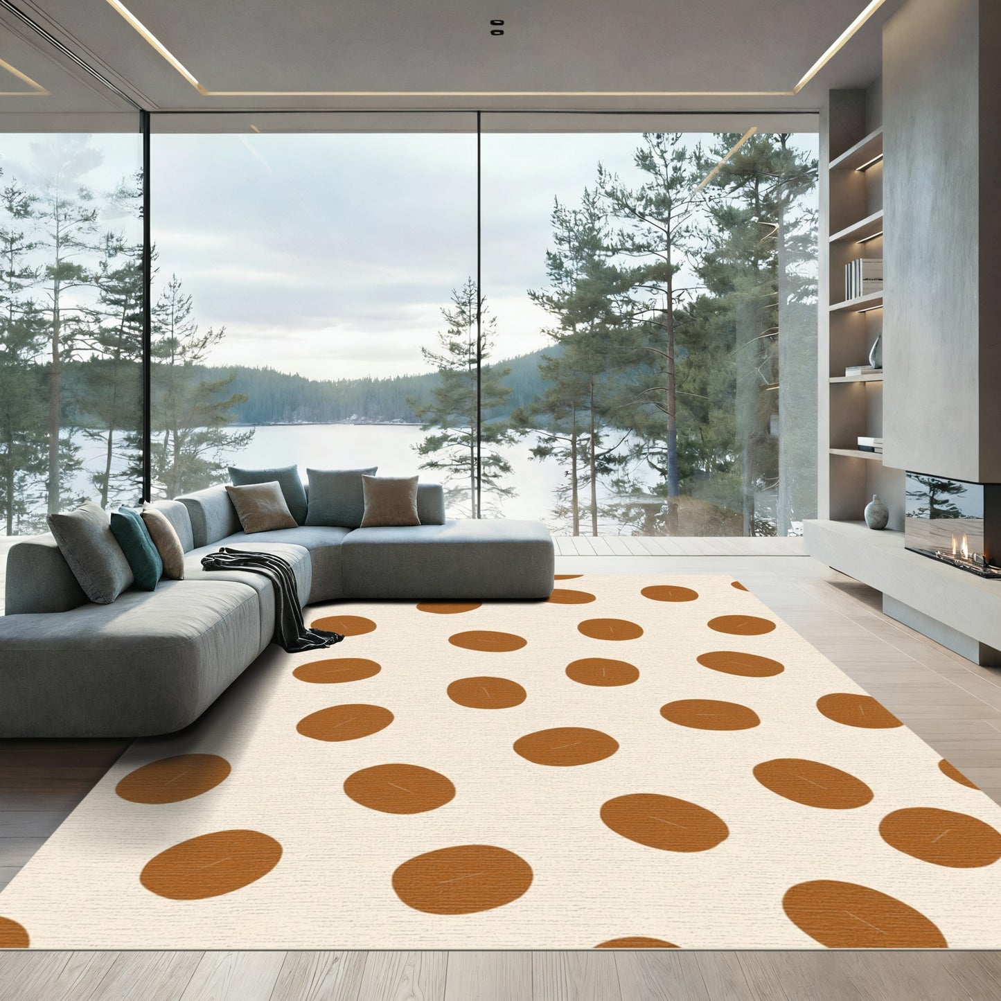 Brown Coffee Bean Spot Rug