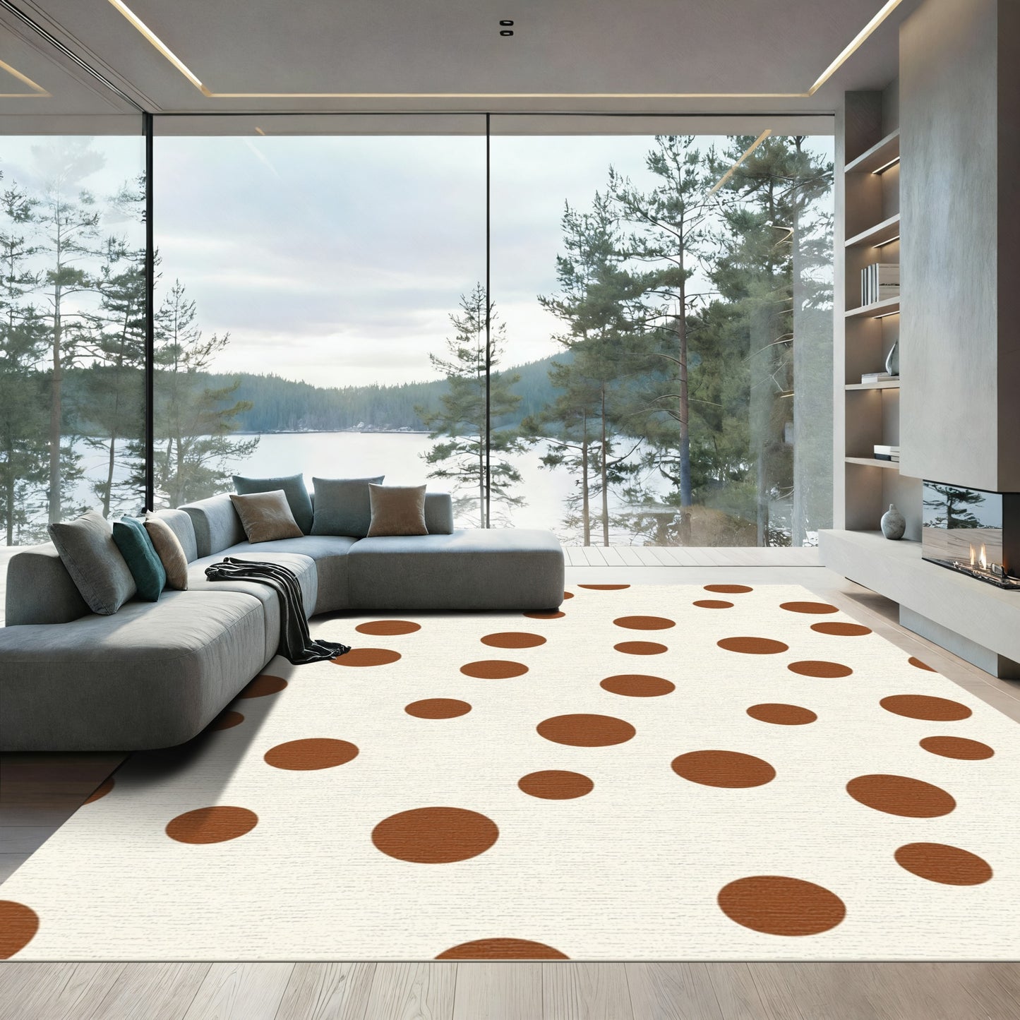Warm Brown Polka Dot Scatter Rug