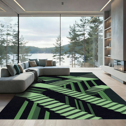 Geometric Sage Isometric Staircase Illusion Rug