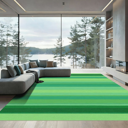 Emerald Green Abstract Stripe Rug