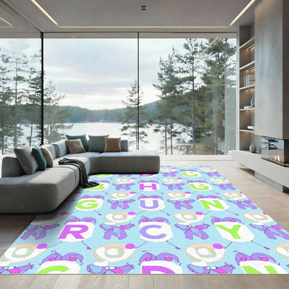 Lavender Purple Blue Whimsical Alphabet Rug