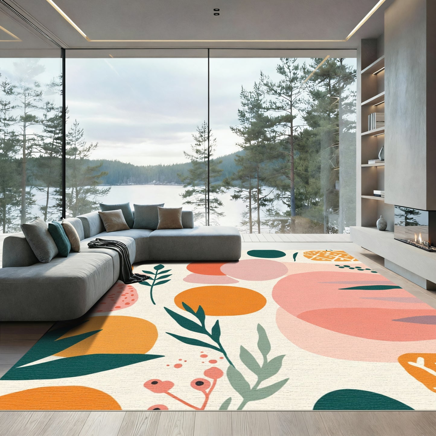 Minimalist Abstract Organic Shapes Rug