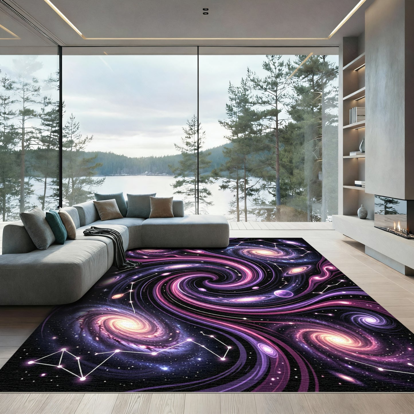 Cosmic Purple Spiral Galaxy Astral Rug