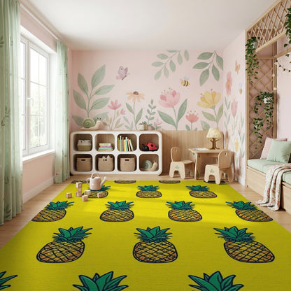 Vibrant Yellow Pineapple Pattern Rug