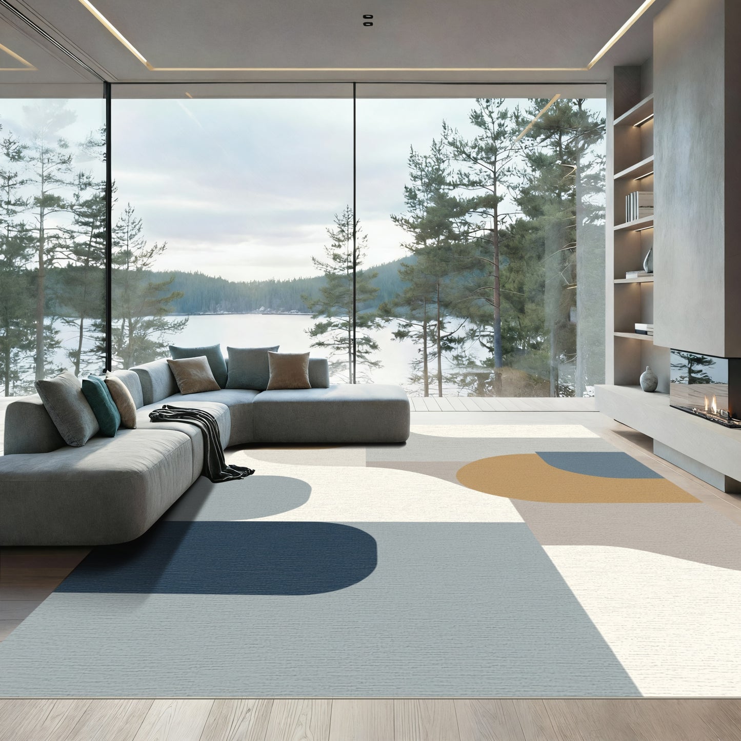 Modern Geometric Arc Blend Rug