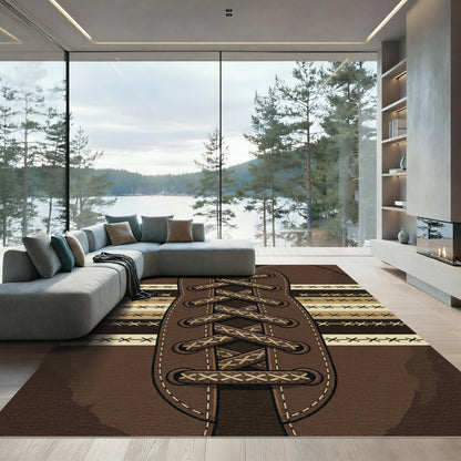 Leather Laceup Brown Stadium Textured Rug
