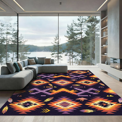 Bold Southwestern Medallion Feather Design Rug
