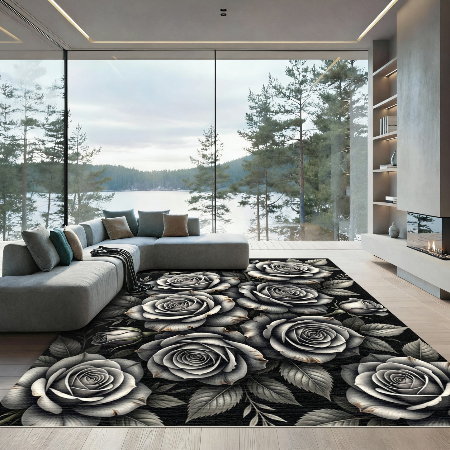 Monochromatic Rose Garden Cluster Rug