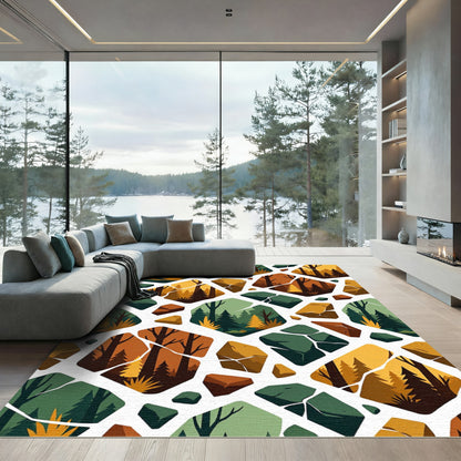 Terracotta Forest Mosaic Abstraction Rug