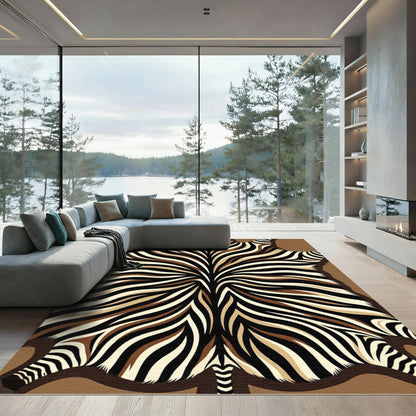 Bold Earthy Zebra Stripe Hide Rug