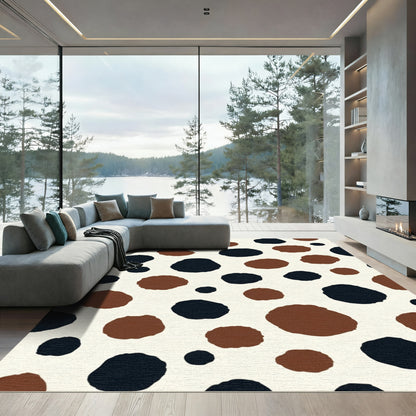 Spotted Black Brown Irregular Shapes Rug