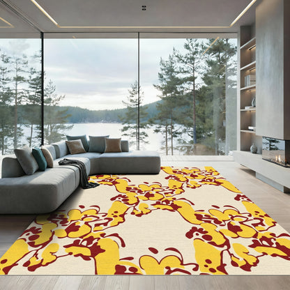 Yellow Crimson Organic Bloom Rug