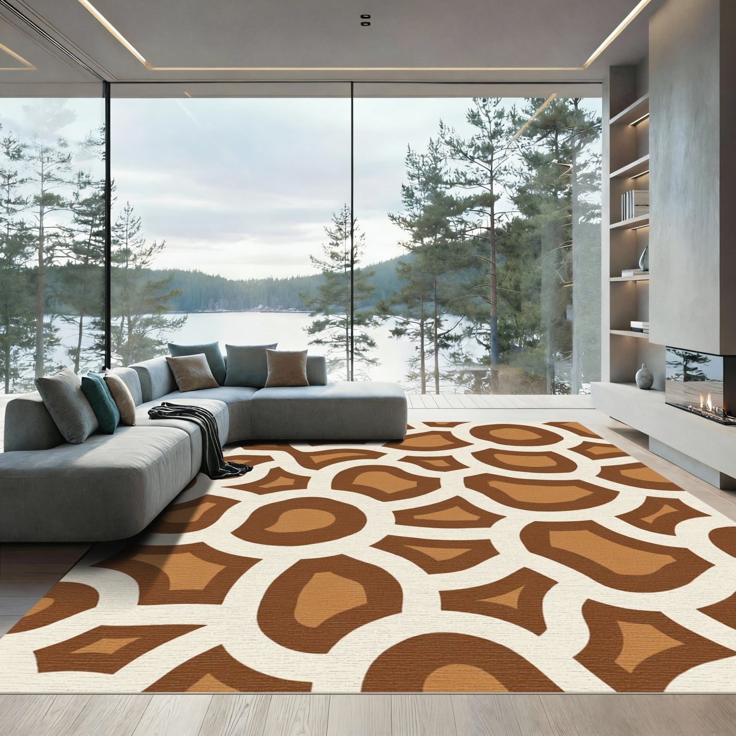 Brown and Cream Giraffe Spots Rug