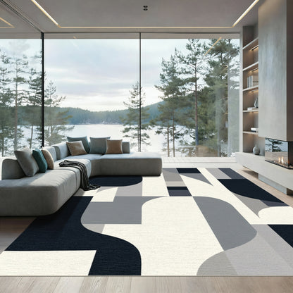 Monochrome Geometric Archway Abstraction Rug