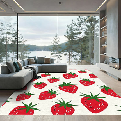Vibrant Red Strawberry Scatter Rug