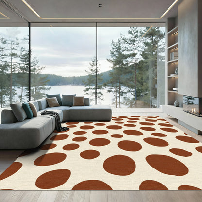 Brown Polka Dot Cream Rug