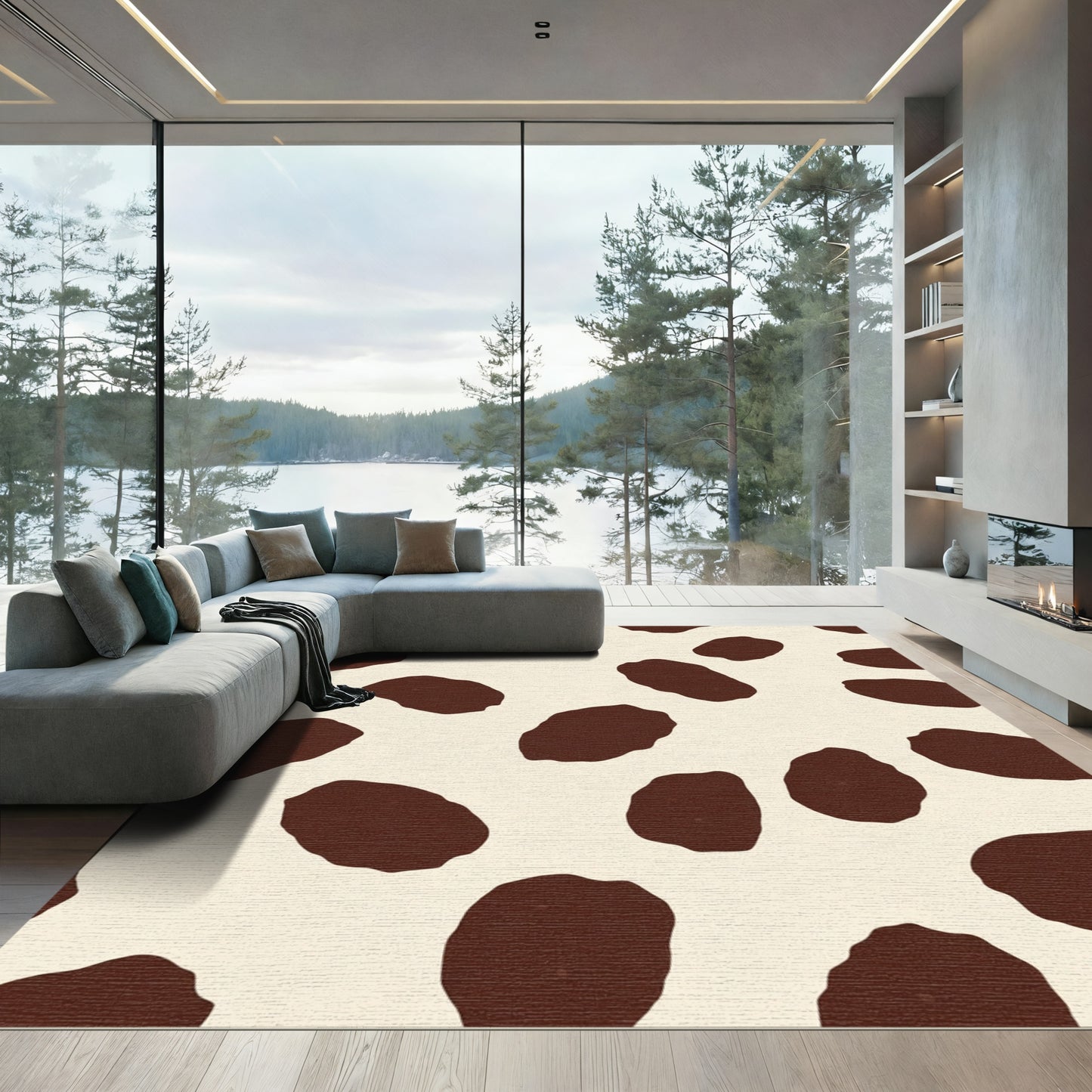 Brown Spots Cream Background Rug