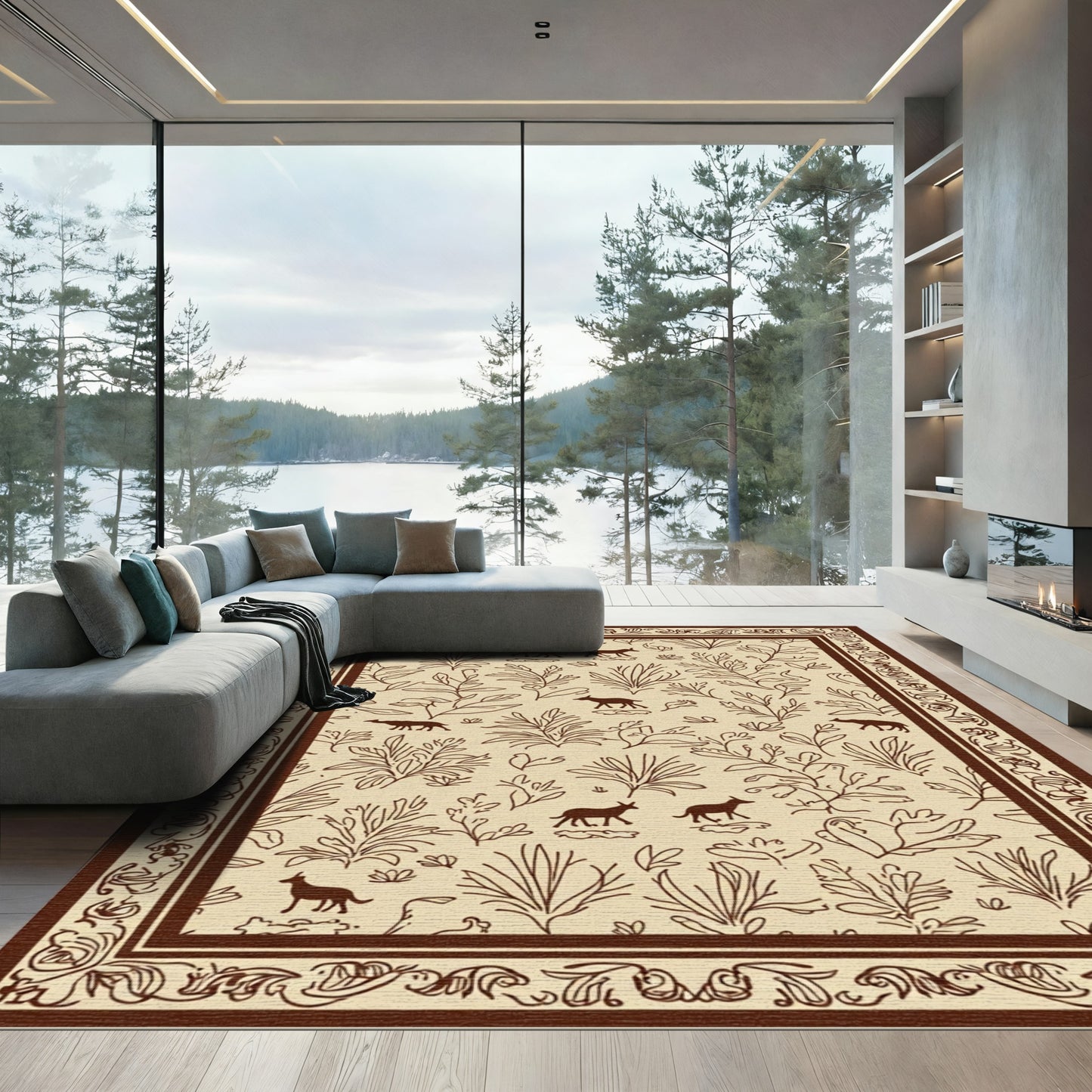 Brown Canine Nature Botanical Border Rug