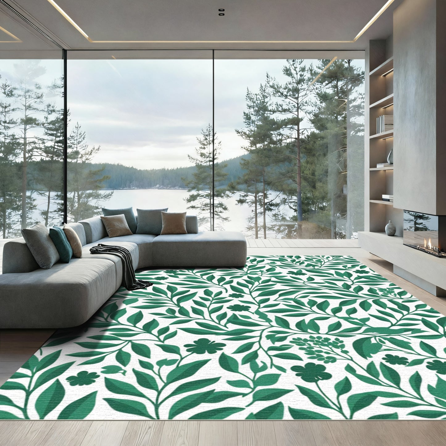 Verdant Green Leafy Vines Rug