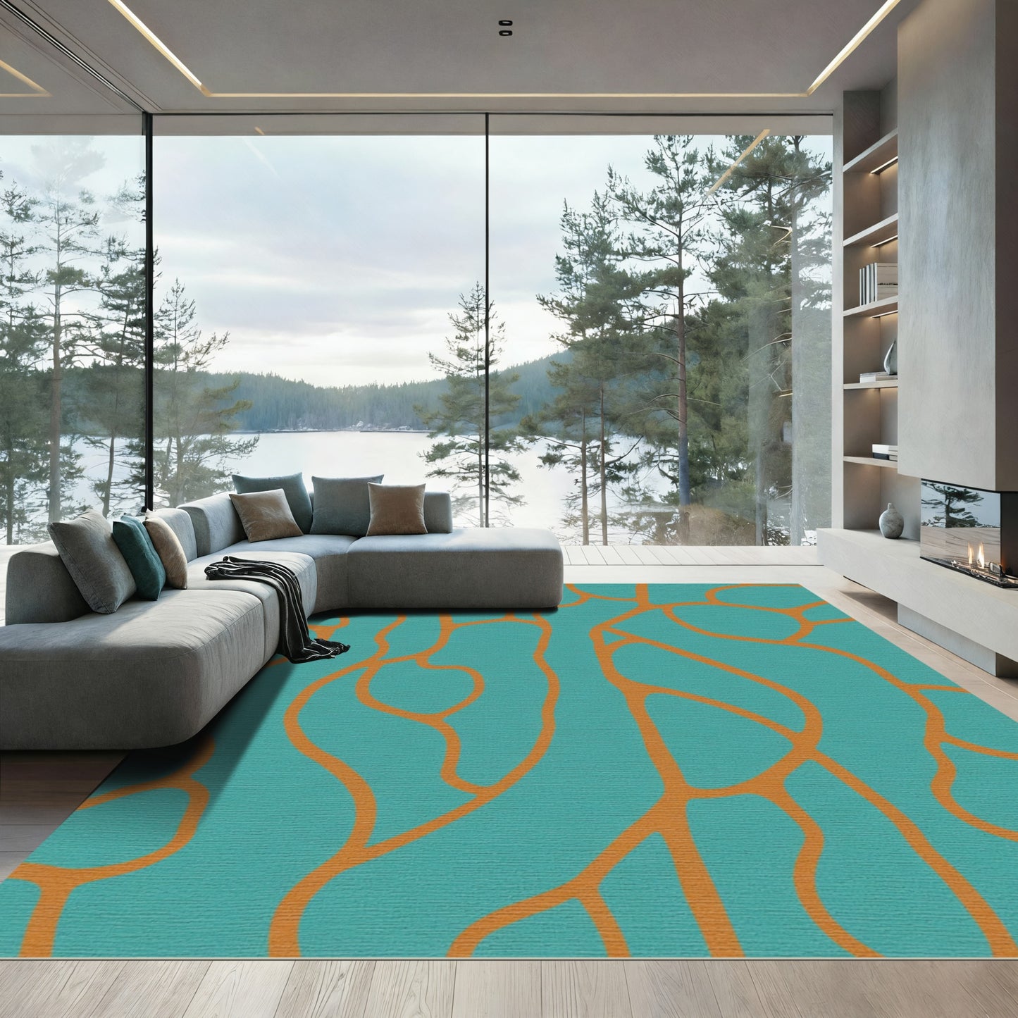 Turquoise Copper Organic Weave Rug