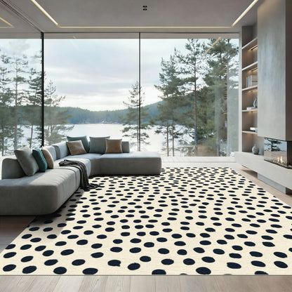 Cream Black Polka Dot Scatter Rug