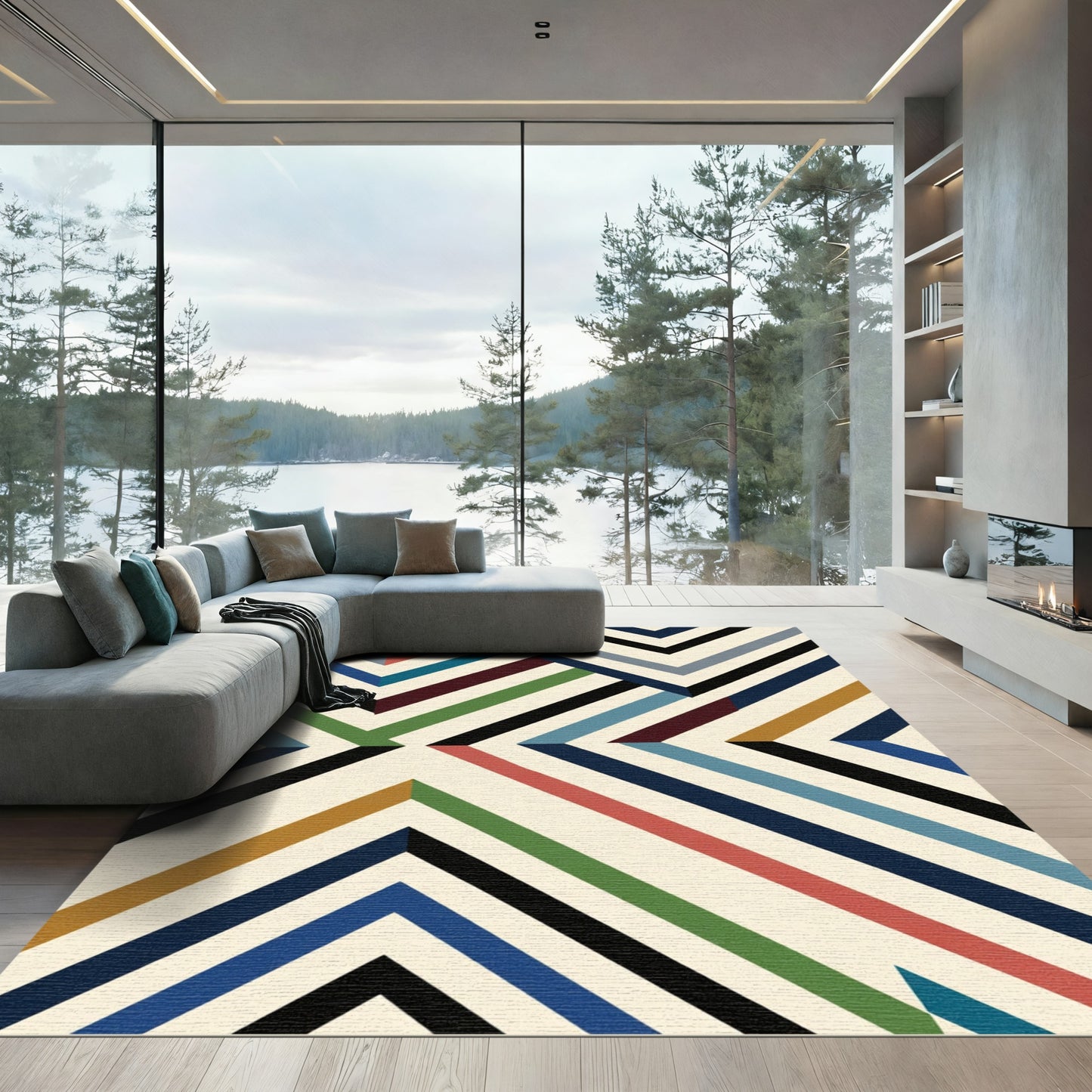 Eclectic Geometric Chevron Ribbon Runner Rug