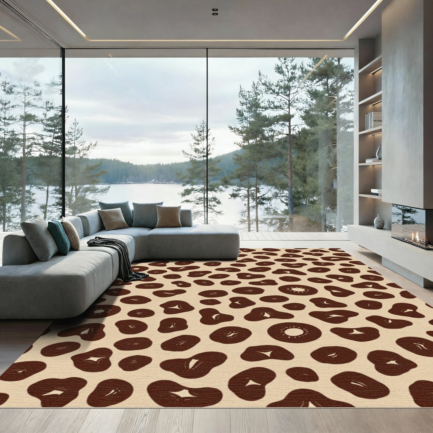 Brown Blush Leopard Spots Rug