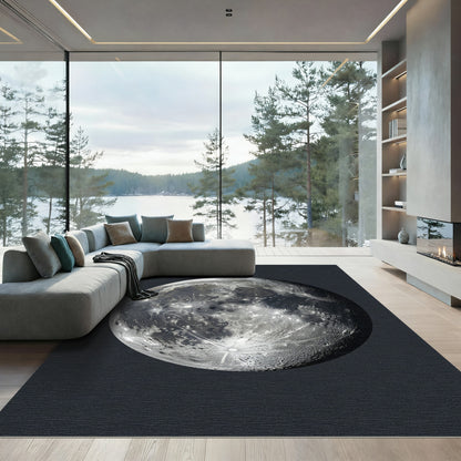Detailed Full Moon Lunar Surface Orb Rug
