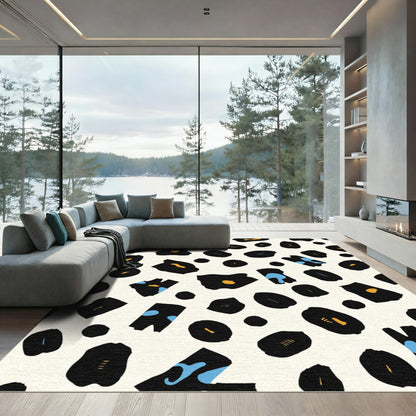 Bold Black Leopard Print Cream Rug