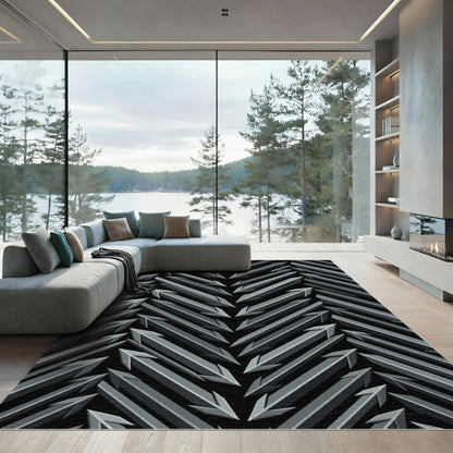 Monochromatic Angular Arrow Chevron Rug