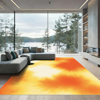 Fiery Orange and Yellow Abstract Blur Rug