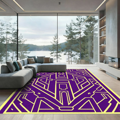 Purple Yellow Geometric Art Deco Rug