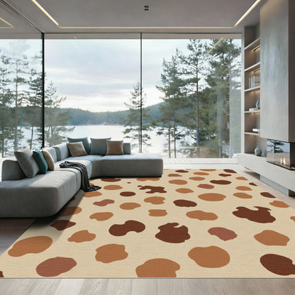 Earthy Brown Speckled Polka Dot Rug