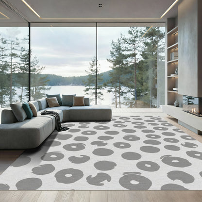 Gray Scattered Circular Brushstroke Rug