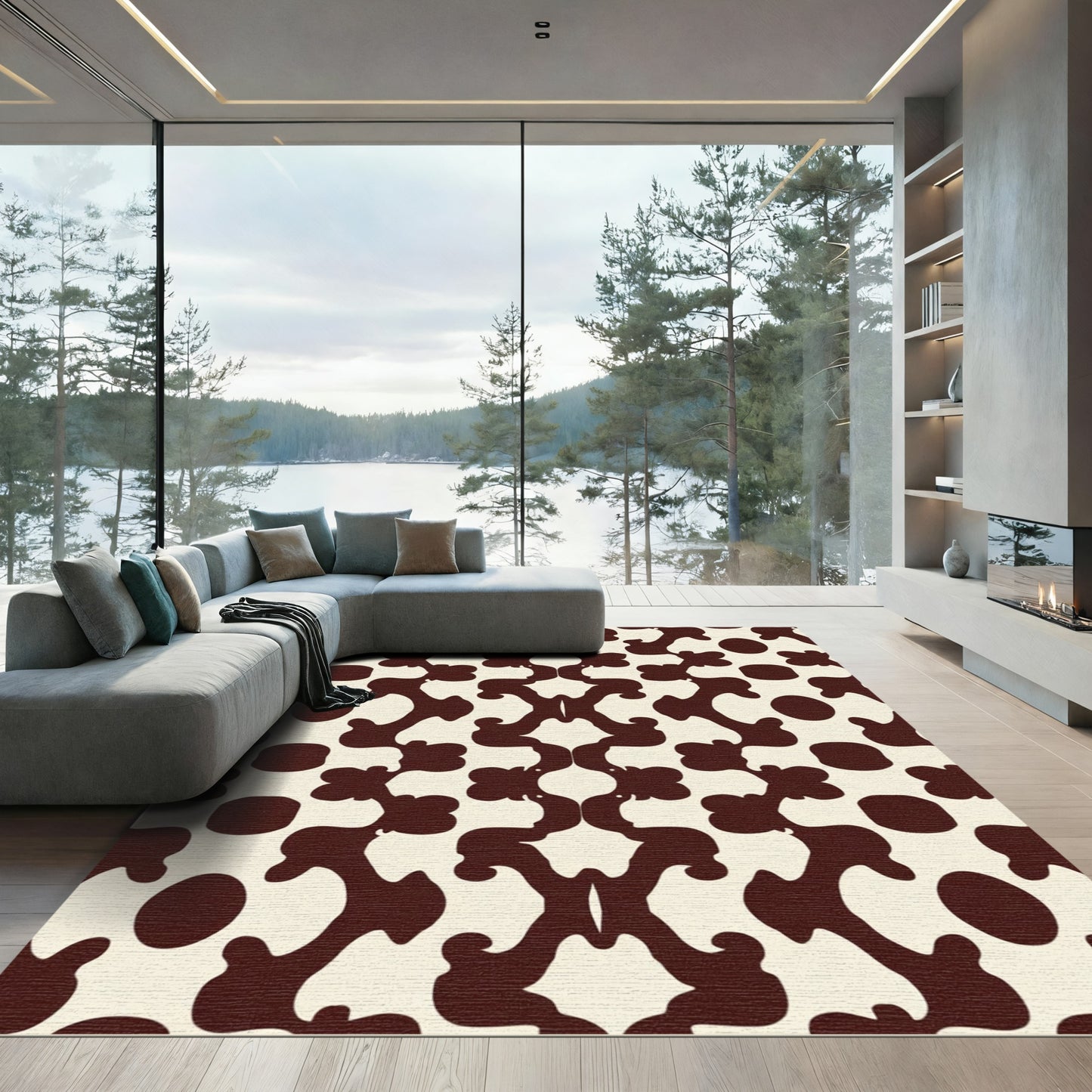 Deep Brown Organic Medallion Repeat Rug