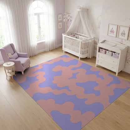 Pink Purple Wavy Organic Shapes Rug