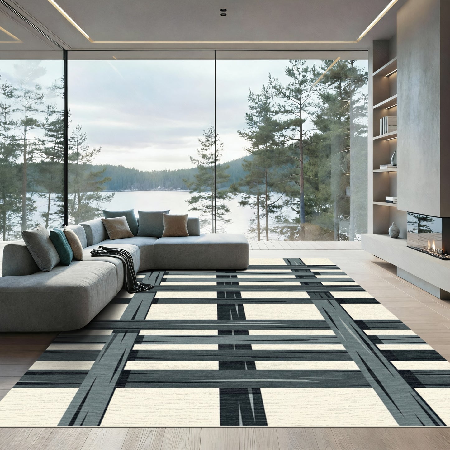 Dark Gray Woven Rectangle Rug