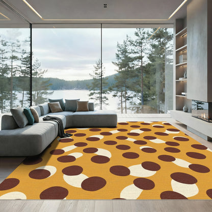 Orange Brown White Polka Dot Overlay Rug