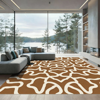 Brown Cream Organic Swirl Rug