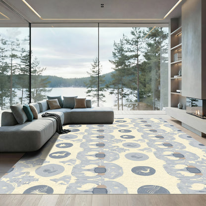 Abstract Blue Circles Column Rug