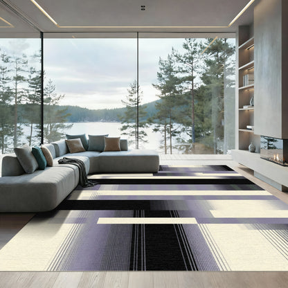 Linear Lavender Gray Glitch Rug