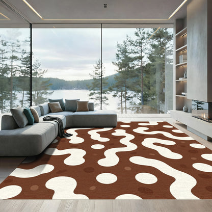 Chocolate Cream Blob Swirl Rug