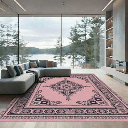 Dusty Rose Intricate Central Medallion Rug