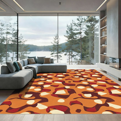 Earthy Amber Abstract Organic Forms Rug