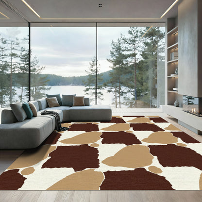 Terracotta Earthy Brown Abstract Blocks Rug