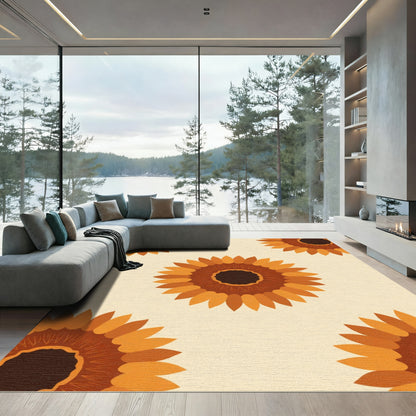 Warm Orange Sunflower Mandala Repeat Rug