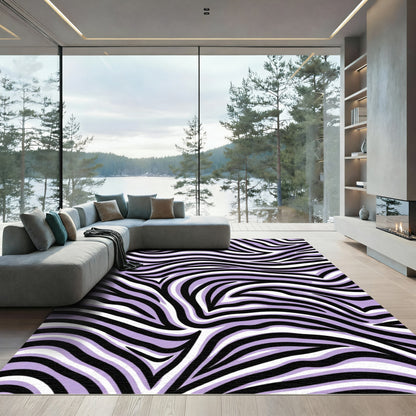 Lavender Black White Zebra Stripes Rug