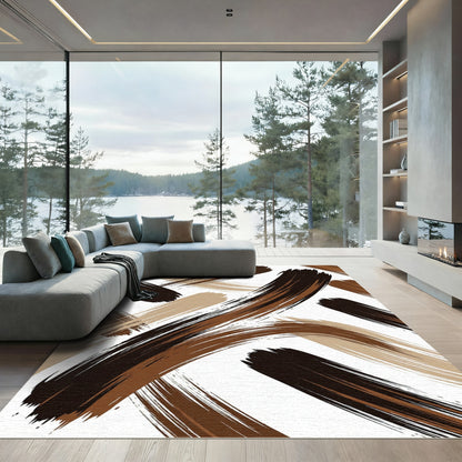 Earthy Tone Brushstroke Swirl Rug