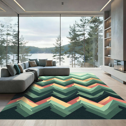 Geometric Mountain Peaks Chevron Rug